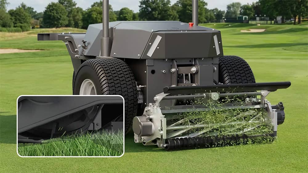 Image of a autonomous mower on a golf course