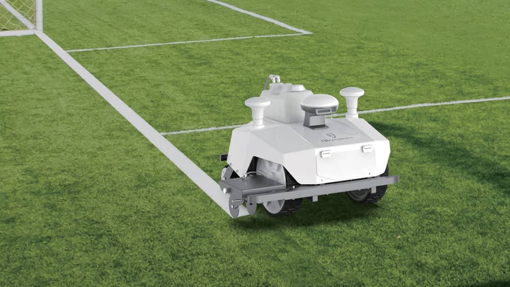 image of FJD RLM01 marking the lines on a soccer pitch